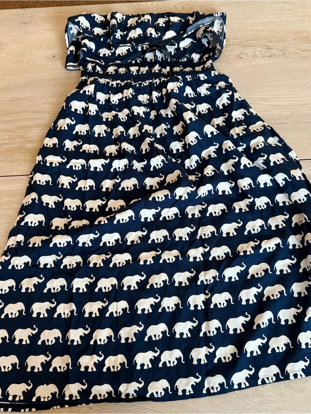 escapada Navy Blue Dress with White Elephant Print